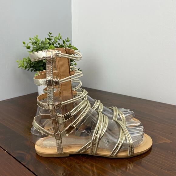 Stuart Weitzman Girls Camia Spartalo Gladiator Sandals Champagne Gold Size 4 - Picture 5 of 13